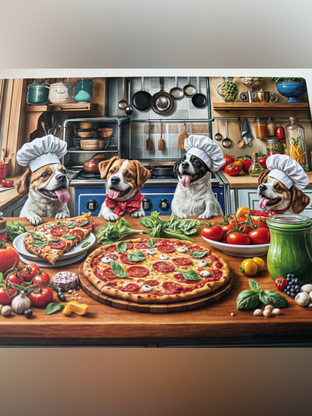 Dog Pizza 1000-Piece Jigsaw Puzzle - Blue Box